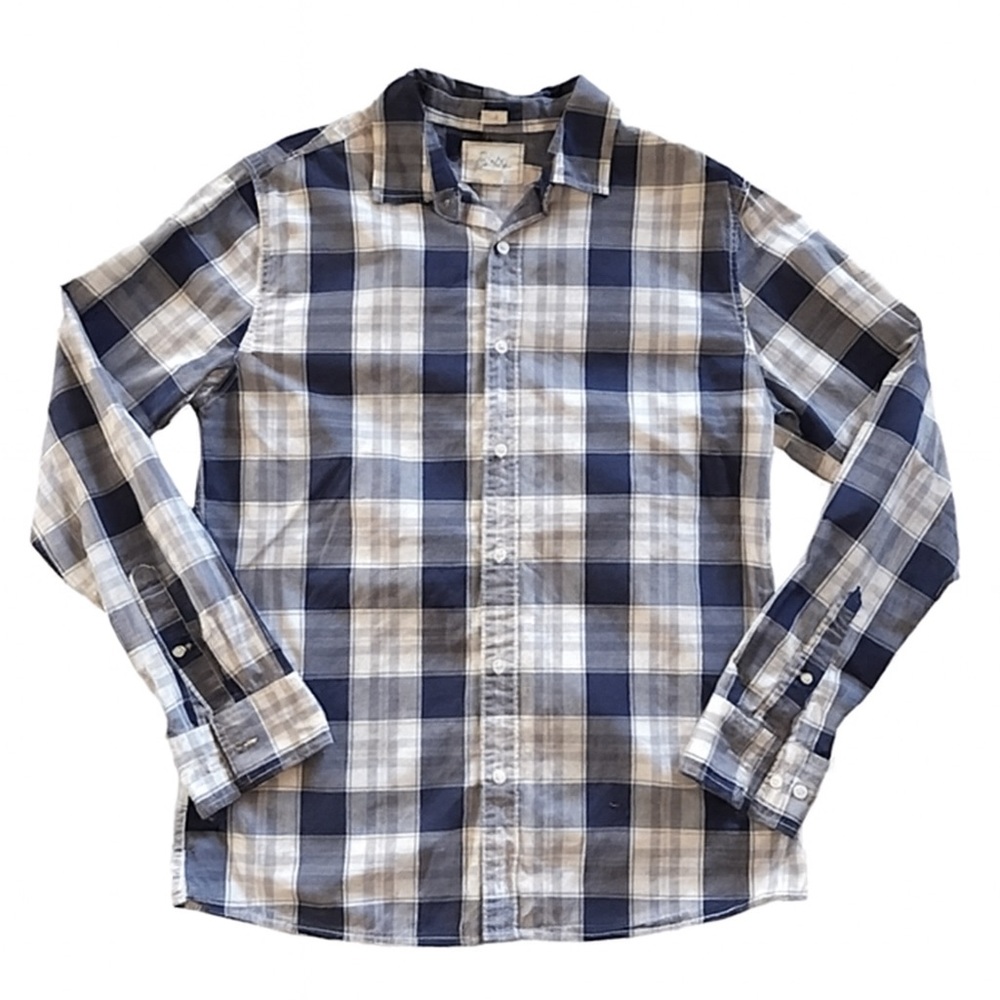 Bixby Nomad Men’s Med Purple White Plaid Button Down Shirt Long Sleeve Casual